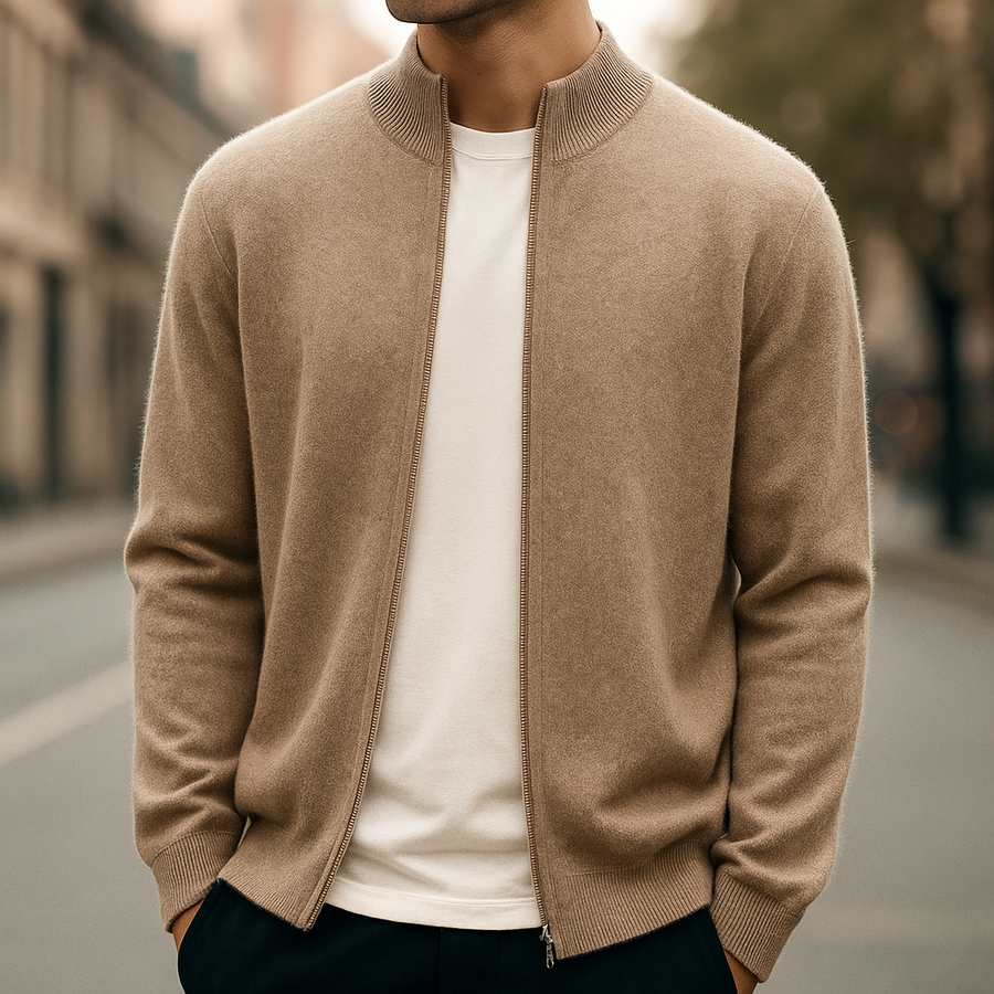 Cashmere Zip Cardigan